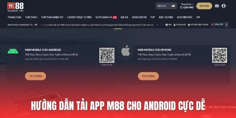 Tải app M88 hướng dẫn